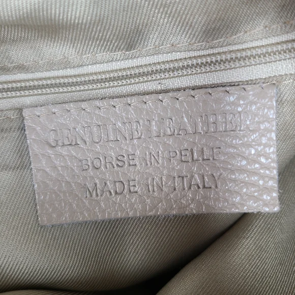 Borse In Pelle Cream Soft Pebbled Leather Shoulder Tote Bag Purse Made In Italy - Picture 16 of 16